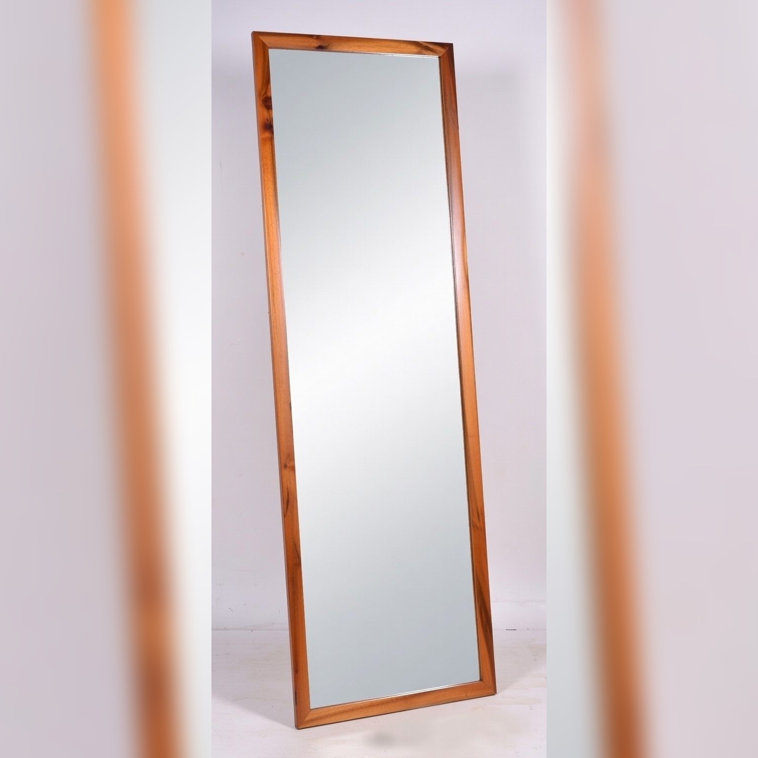 Modern Wooden Framed Full-Length Wall & Leaning Floor Mirror – Natural Finish