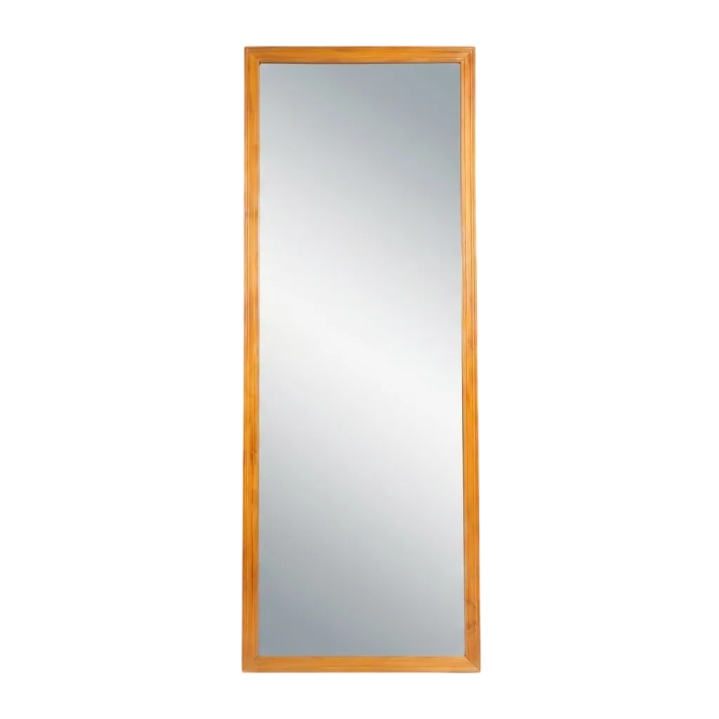 Compact Wooden Framed Accent Wall Mirror – Natural Finish